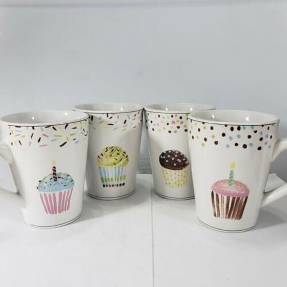 Jennifer Sosik Mugs Oneida Cupcake Mug Stoneware Coffee Used Condition Set Of 4 - Picture 2 of 9